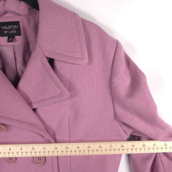 HALSTON STUDIO WOOL Blend Pink Coat Double Breasted UKRAINE🇺🇦MADE Size 8 - Picture 6 of 14